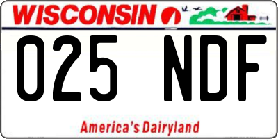 WI license plate 025NDF