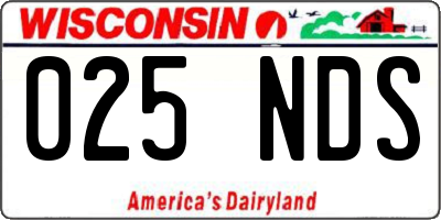 WI license plate 025NDS