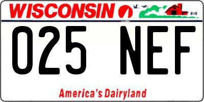 WI license plate 025NEF