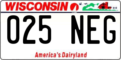 WI license plate 025NEG