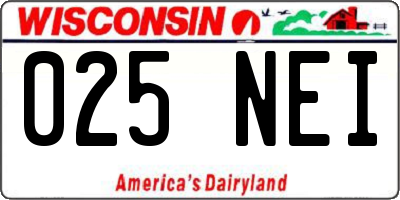 WI license plate 025NEI