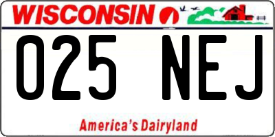 WI license plate 025NEJ