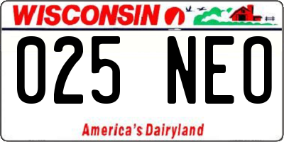 WI license plate 025NEO