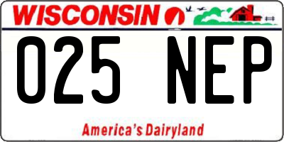 WI license plate 025NEP