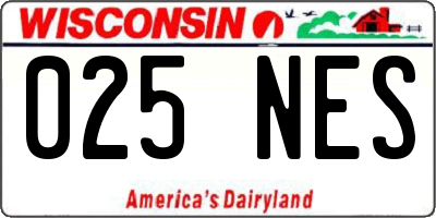 WI license plate 025NES