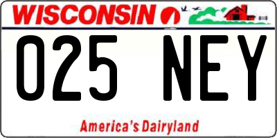 WI license plate 025NEY