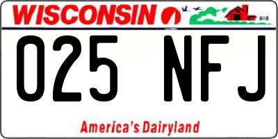 WI license plate 025NFJ