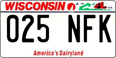 WI license plate 025NFK