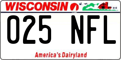 WI license plate 025NFL
