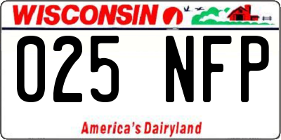 WI license plate 025NFP