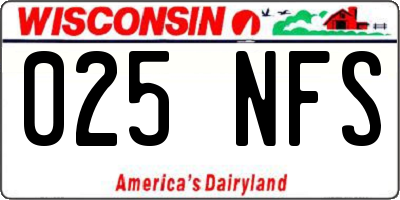 WI license plate 025NFS