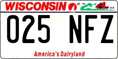 WI license plate 025NFZ