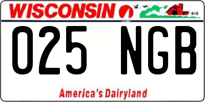 WI license plate 025NGB