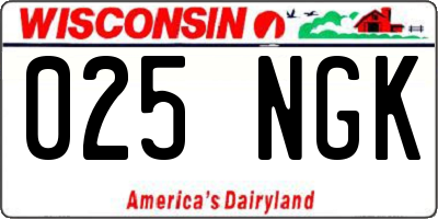 WI license plate 025NGK