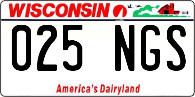 WI license plate 025NGS