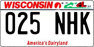 WI license plate 025NHK