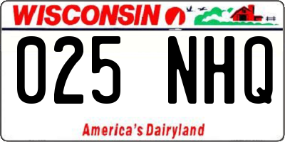 WI license plate 025NHQ
