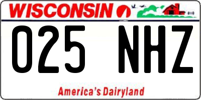 WI license plate 025NHZ