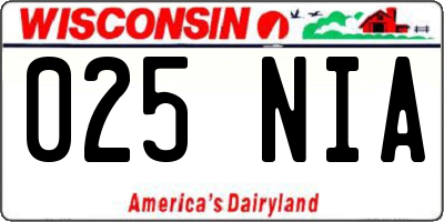 WI license plate 025NIA