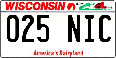 WI license plate 025NIC
