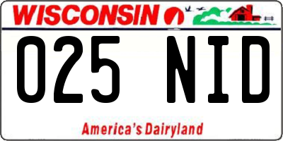 WI license plate 025NID