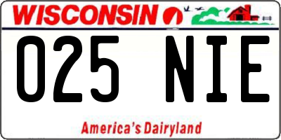WI license plate 025NIE