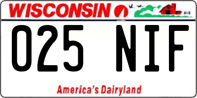 WI license plate 025NIF