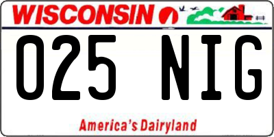 WI license plate 025NIG