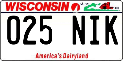 WI license plate 025NIK
