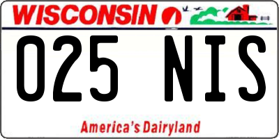 WI license plate 025NIS