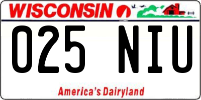 WI license plate 025NIU