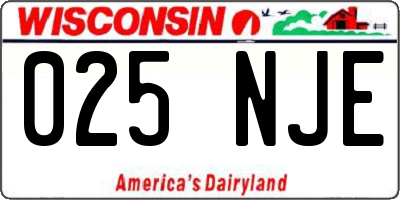 WI license plate 025NJE