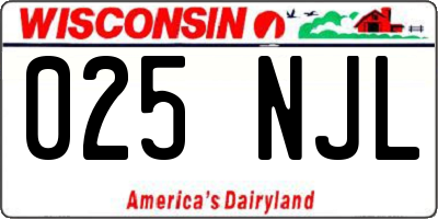 WI license plate 025NJL