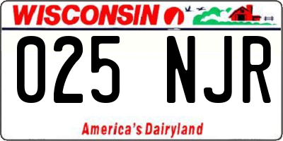 WI license plate 025NJR