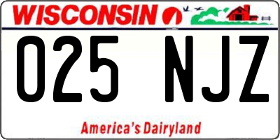 WI license plate 025NJZ