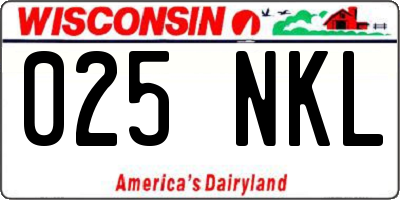 WI license plate 025NKL