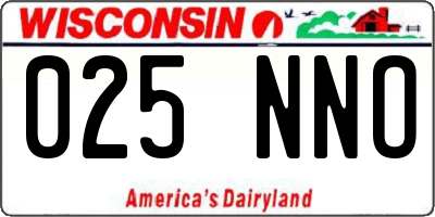 WI license plate 025NNO