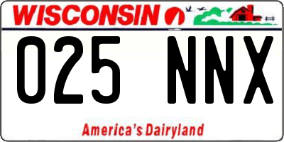 WI license plate 025NNX