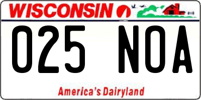 WI license plate 025NOA