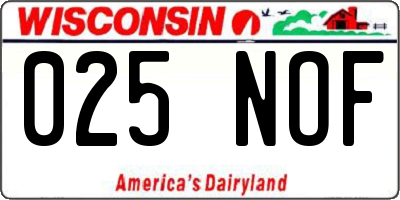 WI license plate 025NOF