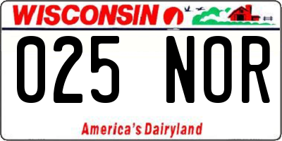 WI license plate 025NOR