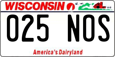 WI license plate 025NOS
