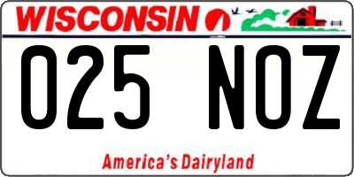 WI license plate 025NOZ