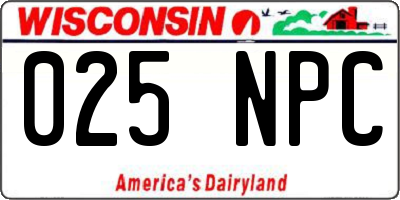 WI license plate 025NPC
