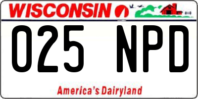 WI license plate 025NPD