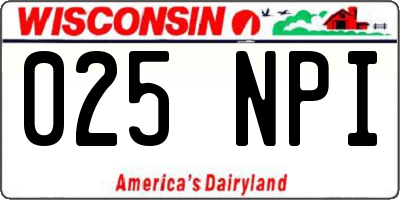 WI license plate 025NPI