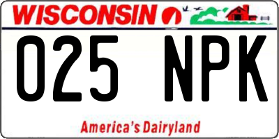 WI license plate 025NPK