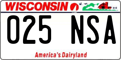 WI license plate 025NSA