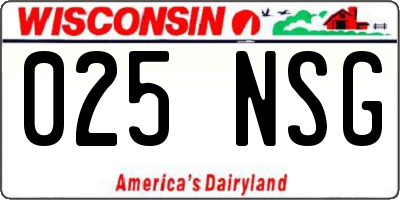WI license plate 025NSG
