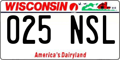 WI license plate 025NSL